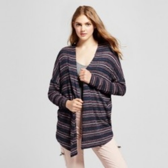Sweaters - Cardigan Navy Blue Size XS Long Sleeve Striped